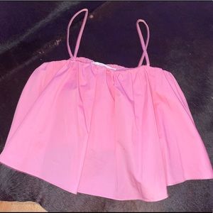pink cropped flowy top